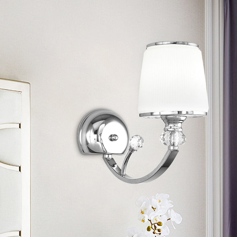 Lisslune | Simplicity 1 wall lamp light chrome conical wall mount lamp with white glass shade