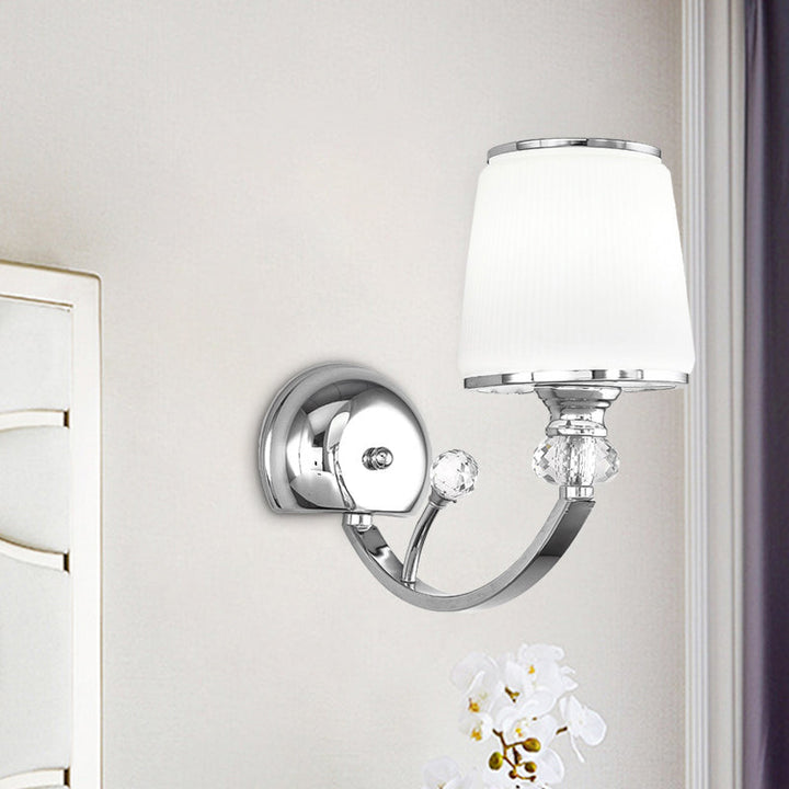 Lisslune | Simplicity 1 wall lamp light chrome conical wall mount lamp with white glass shade
