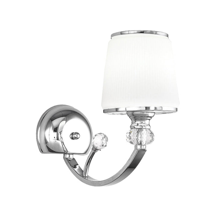 Lisslune | Simplicity 1 wall lamp light chrome conical wall mount lamp with white glass shade