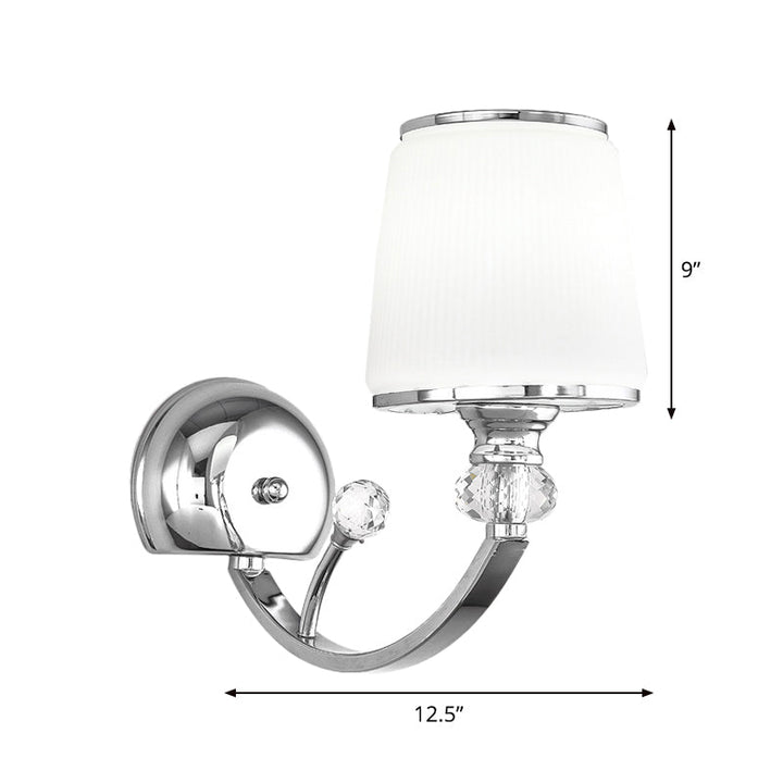 Lisslune | Simplicity 1 wall lamp light chrome conical wall mount lamp with white glass shade