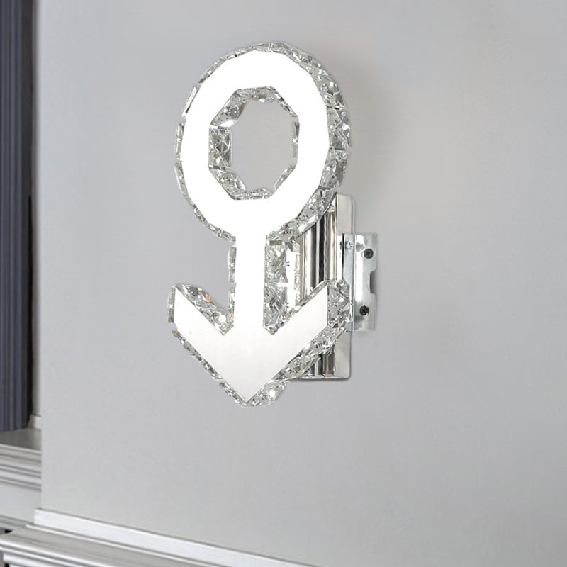 Lisslune | Modern Style Male Sign Wall Lamp Crystal Block LED Hallway Wall Lighting made of Stainless Steel, Warm/White Light