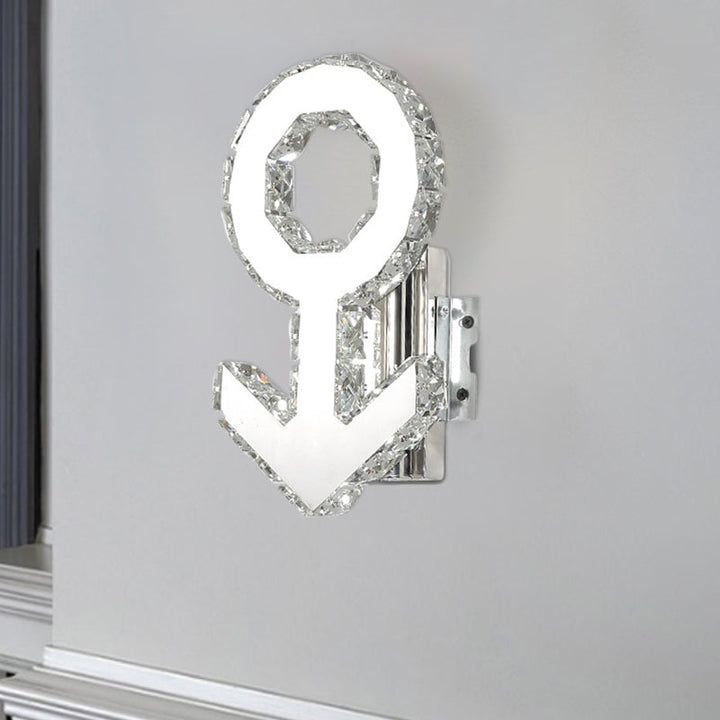 Lisslune | Modern Style Male Sign Wall Lamp Crystal Block LED Hallway Wall Lighting made of Stainless Steel, Warm/White Light