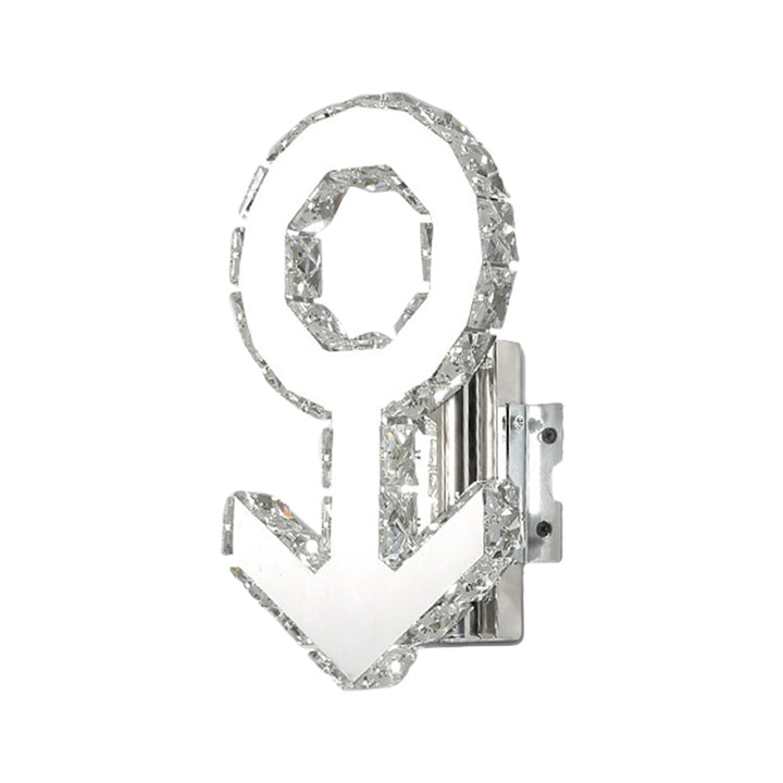 Lisslune | Modern Style Male Sign Wall Lamp Crystal Block LED Hallway Wall Lighting made of Stainless Steel, Warm/White Light