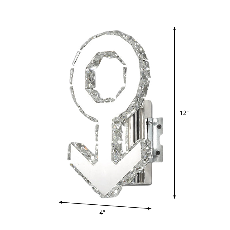 Lisslune | Modern Style Male Sign Wall Lamp Crystal Block LED Hallway Wall Lighting made of Stainless Steel, Warm/White Light