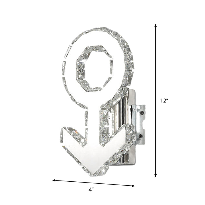 Lisslune | Modern Style Male Sign Wall Lamp Crystal Block LED Hallway Wall Lighting made of Stainless Steel, Warm/White Light