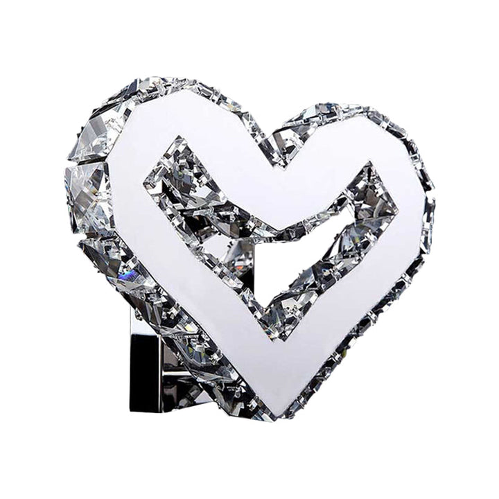 Lisslune | Stainless Steel LED Love Heart Wall Light Modernism Clear Crystal Wall Mounted Lamp in Warm/White Light