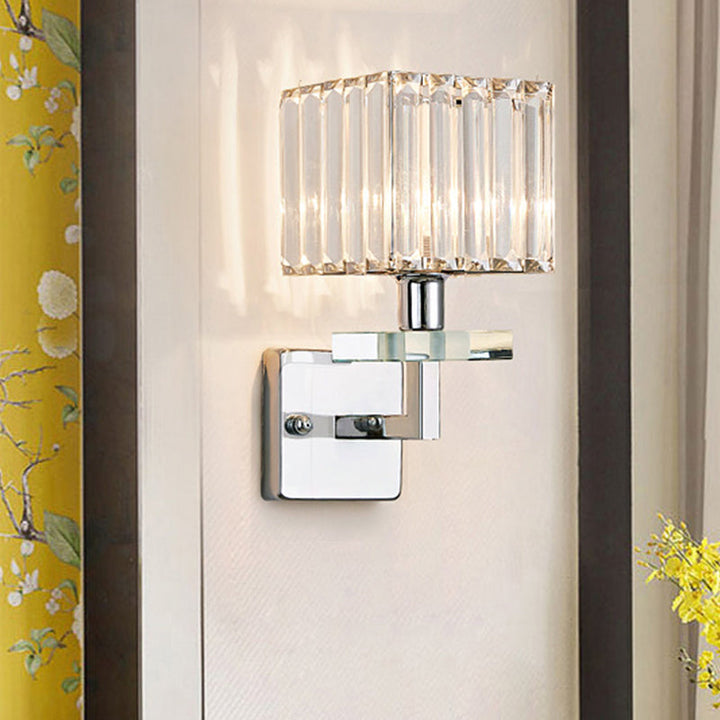 Lisslune | Chrome LED Cube Wall Lighting Ideas Contemporary Crystal Prisms Wall Mounted Lamp