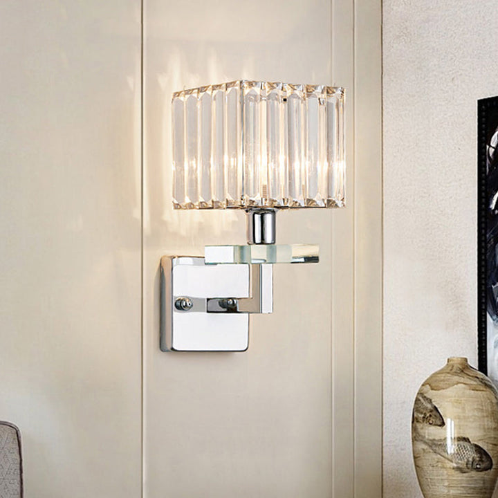 Lisslune | Chrome LED Cube Wall Lighting Ideas Contemporary Crystal Prisms Wall Mounted Lamp