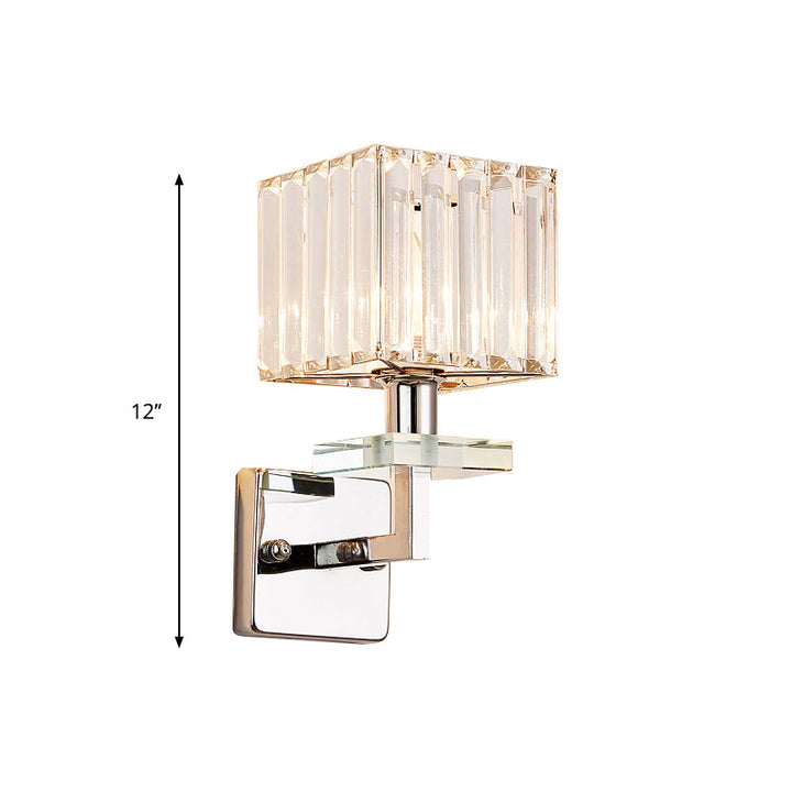 Lisslune | Chrome LED Cube Wall Lighting Ideas Contemporary Crystal Prisms Wall Mounted Lamp