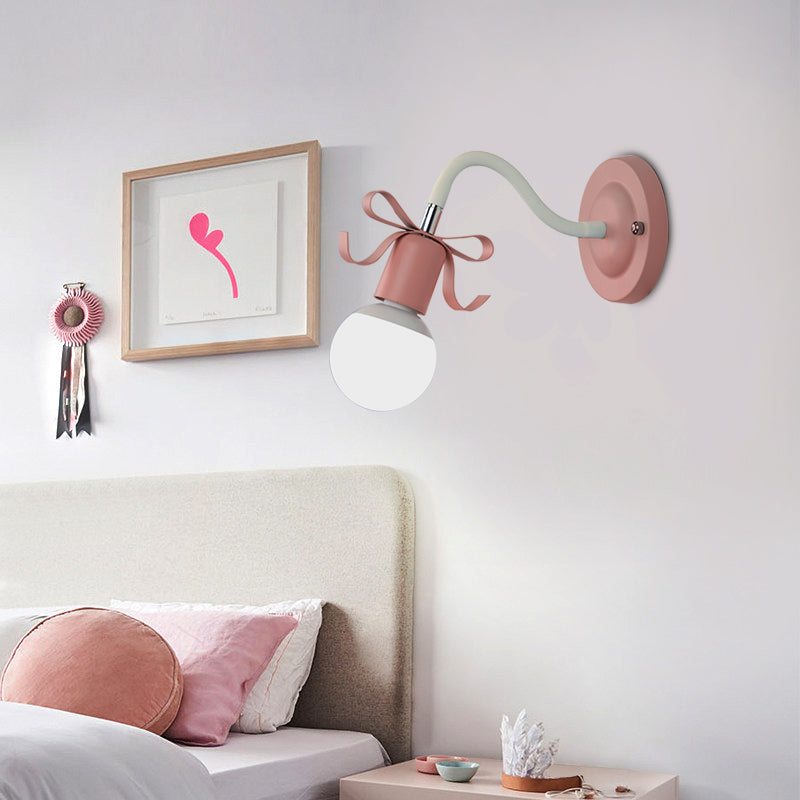 Skørter | Metal Bare Bulb Wall Lamp with Arch Single Head Nordic Style Wall Lamp for Kindergarten
