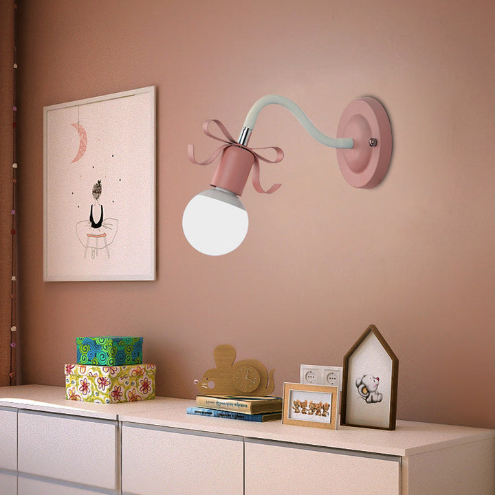 Skørter | Metal Bare Bulb Wall Lamp with Arch Single Head Nordic Style Wall Lamp for Kindergarten