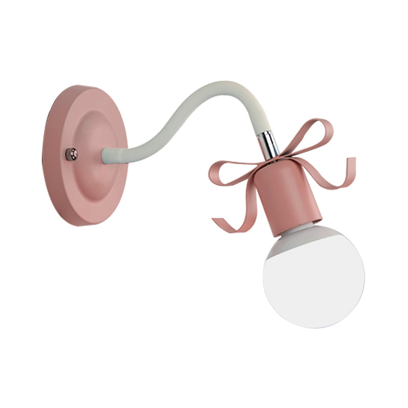 Skørter | Metal Bare Bulb Wall Lamp with Arch Single Head Nordic Style Wall Lamp for Kindergarten