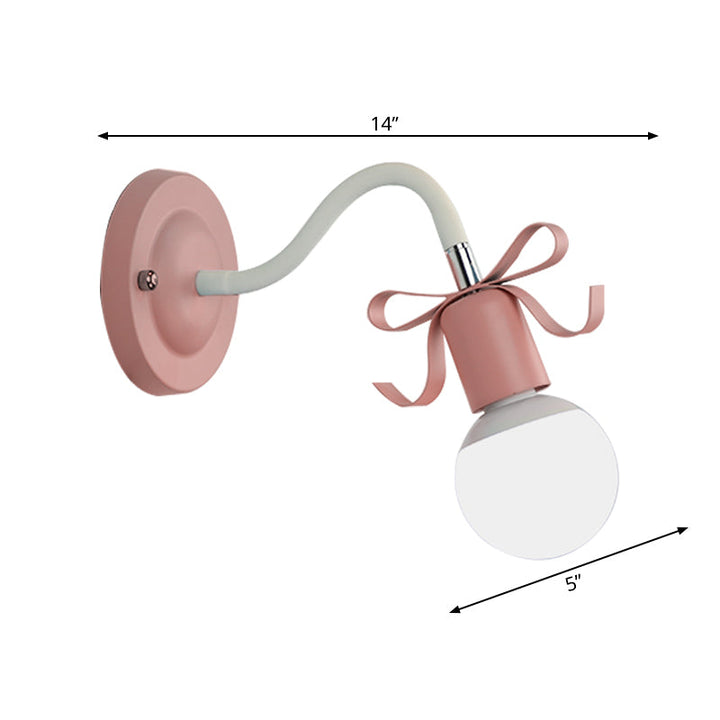 Skørter | Metal Bare Bulb Wall Lamp with Arch Single Head Nordic Style Wall Lamp for Kindergarten