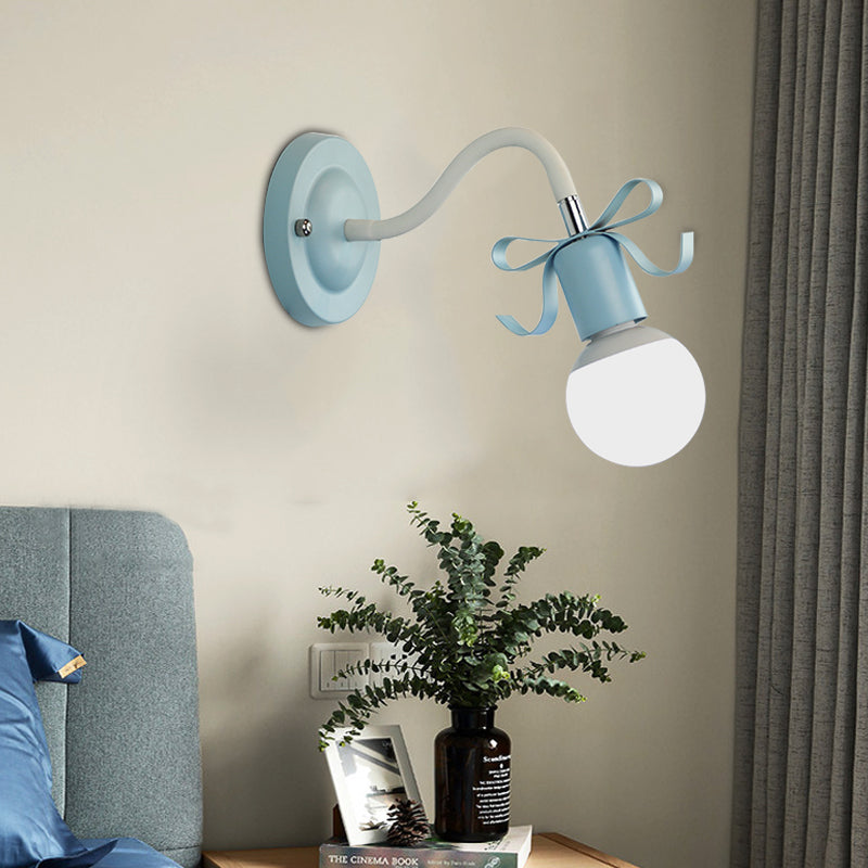 Skørter | Metal Bare Bulb Wall Lamp with Arch Single Head Nordic Style Wall Lamp for Kindergarten