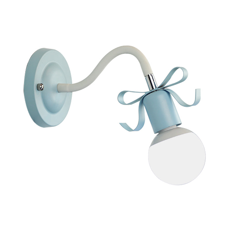 Skørter | Metal Bare Bulb Wall Lamp with Arch Single Head Nordic Style Wall Lamp for Kindergarten