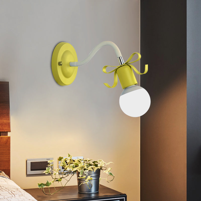 Skørter | Metal Bare Bulb Wall Lamp with Arch Single Head Nordic Style Wall Lamp for Kindergarten