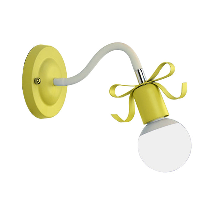 Skørter | Metal Bare Bulb Wall Lamp with Arch Single Head Nordic Style Wall Lamp for Kindergarten