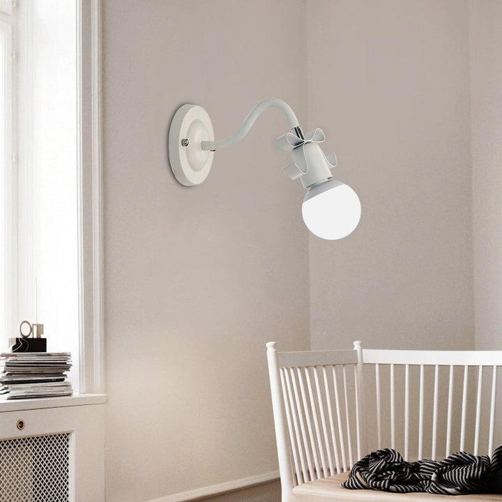 Skørter | Metal Bare Bulb Wall Lamp with Arch Single Head Nordic Style Wall Lamp for Kindergarten