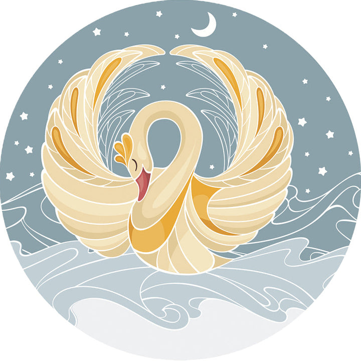 Lisslune | Gray and Yellow Children's Carpet Polyester Cartoon Swan Pattern Carpet Pet Friendly Washable Non-Slip Background Rug for Decoration