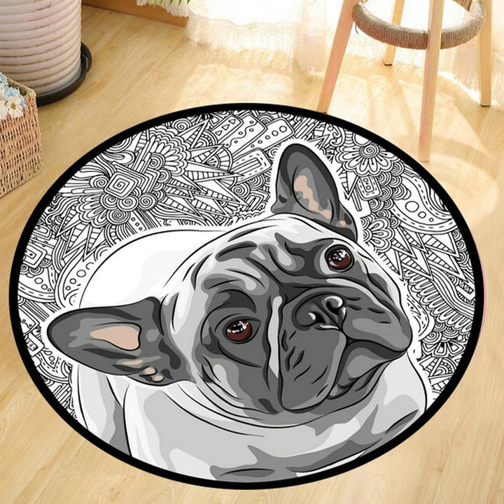 Lisslune | Gray and Yellow Children's Carpet Polyester Dog and Cat Pattern Carpet Pet Friendly Washable Non-Slip Backing Carpet for Decoration