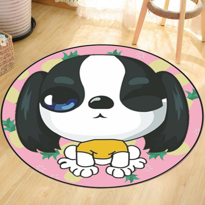 Lisslune | Gray and Yellow Children's Carpet Polyester Dog and Cat Pattern Carpet Pet Friendly Washable Non-Slip Backing Carpet for Decoration