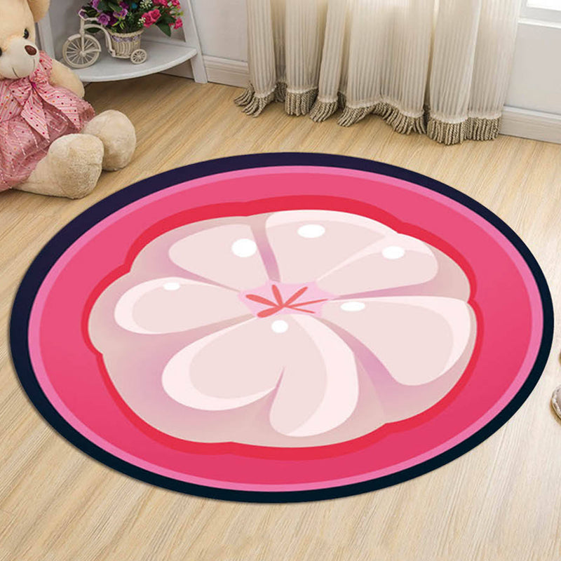 Lisslune | Kids Fruit Pattern Rug Yellow and Green Polyester Rug Washable Pet Friendly Non-Slip Rug for Children's Room