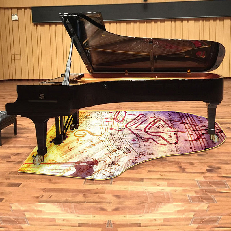 Lisslune | Unusual Piano Pattern Carpet with Notes Multicolor Children's Rug Polyester Washable Pet Friendly Non-Slip Carpet for Children's Room