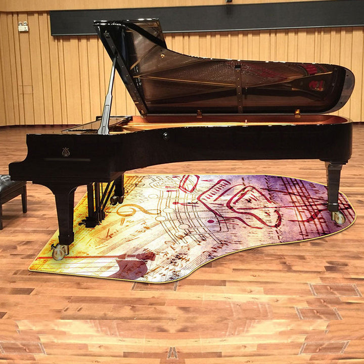 Lisslune | Unusual Piano Pattern Carpet with Notes Multicolor Children's Rug Polyester Washable Pet Friendly Non-Slip Carpet for Children's Room