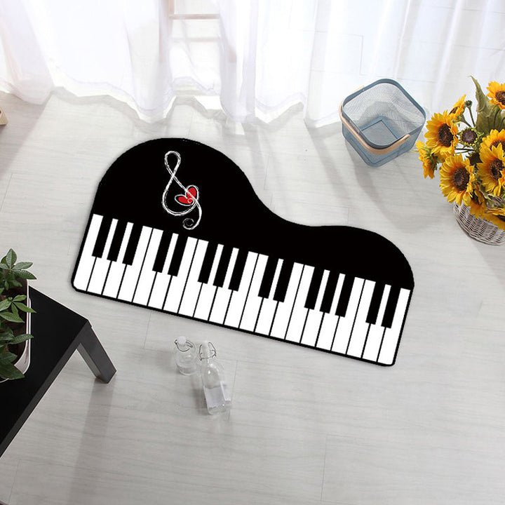 Lisslune | Unusual Piano Pattern Carpet with Notes Multicolor Children's Rug Polyester Washable Pet Friendly Non-Slip Carpet for Children's Room