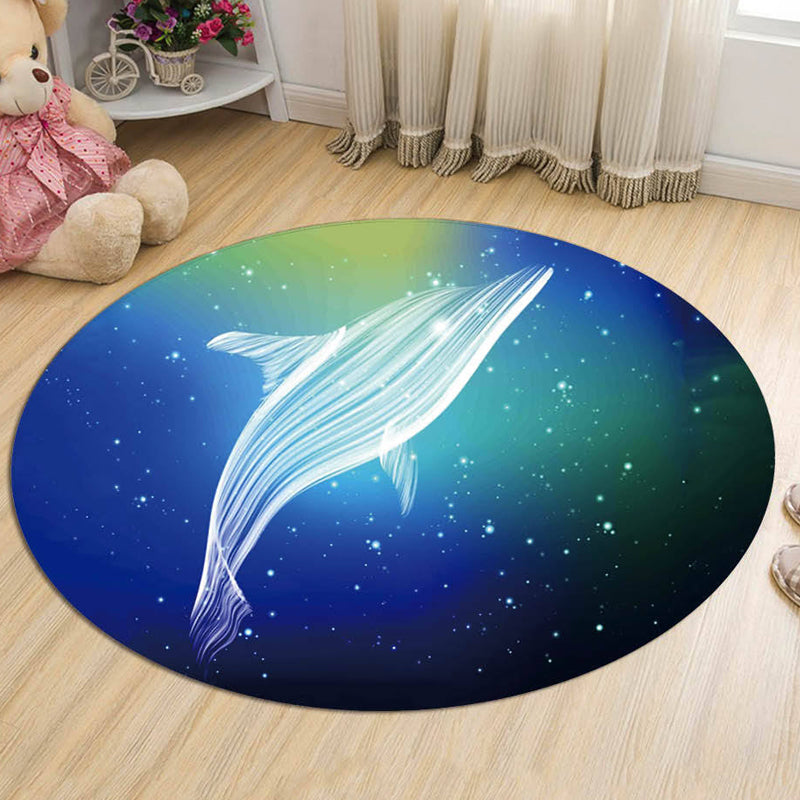 Lisslune | Nordic Galaxy Pattern Rug Black and Blue Kids Rug Polyester Pet Friendly Washable Rug for the Children's Room