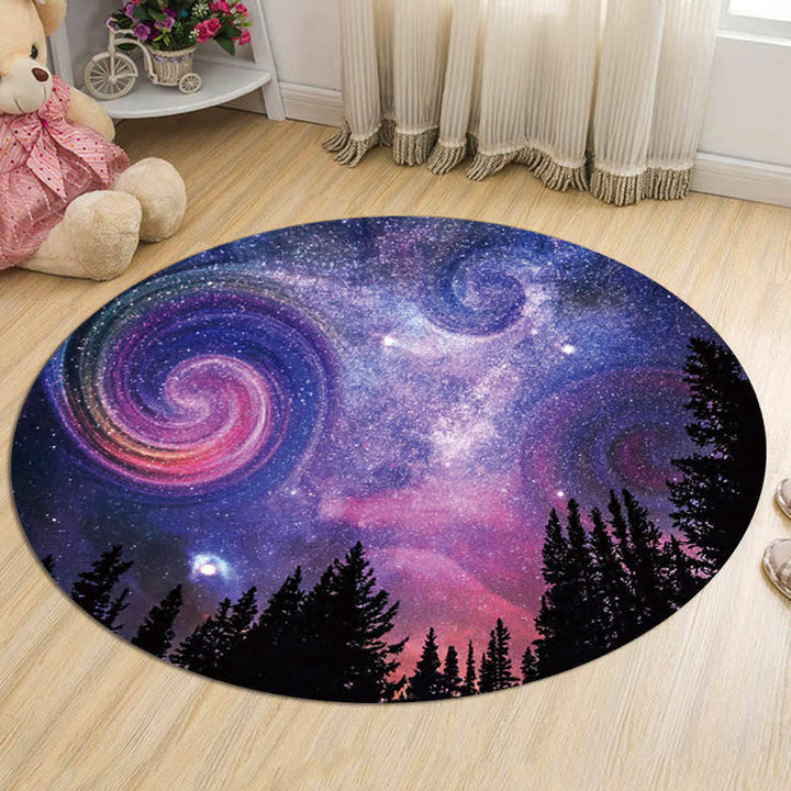 Lisslune | Nordic Galaxy Pattern Rug Black and Blue Kids Rug Polyester Pet Friendly Washable Rug for the Children's Room