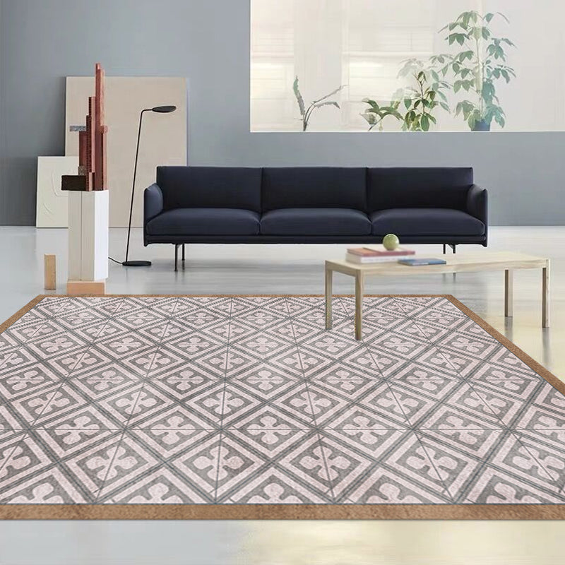 Lisslune | Retro Tribal geometric pattern rug Brown and Blue rug Polyester washable pet-friendly non-slip rug for living room