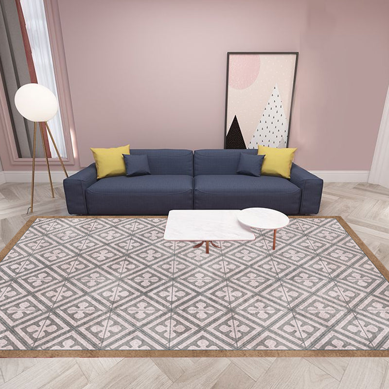 Lisslune | Retro Tribal geometric pattern rug Brown and Blue rug Polyester washable pet-friendly non-slip rug for living room