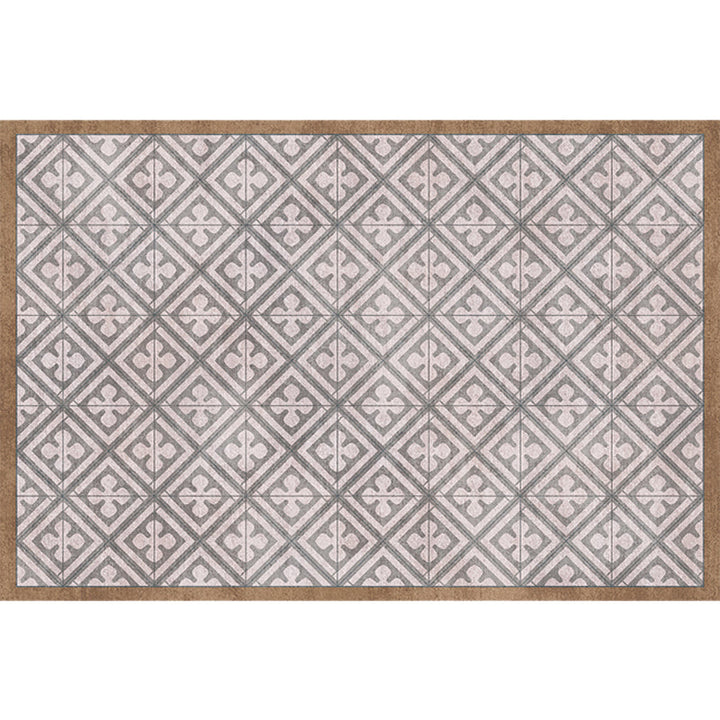 Lisslune | Retro Tribal geometric pattern rug Brown and Blue rug Polyester washable pet-friendly non-slip rug for living room
