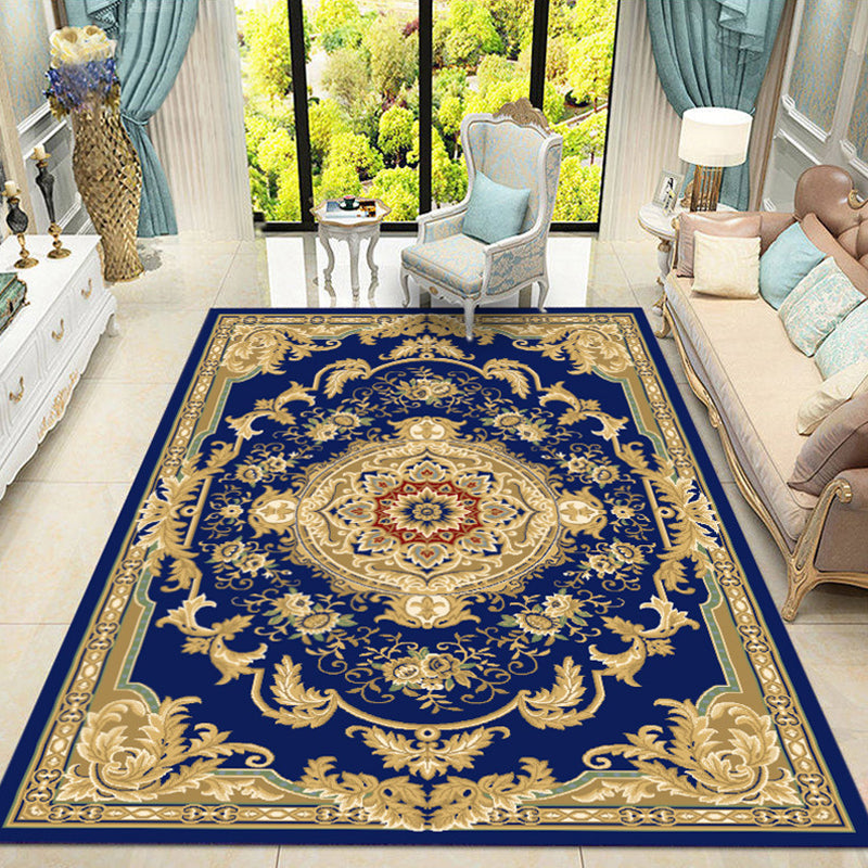 Lisslune | Retro medallion pattern carpet multicolored carpet synthetic washable pet-friendly non-slip carpet for living room