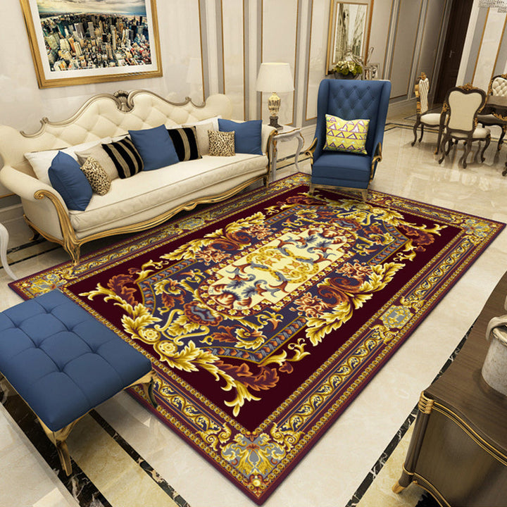 Lisslune | Retro medallion pattern carpet multicolored carpet synthetic washable pet-friendly non-slip carpet for living room