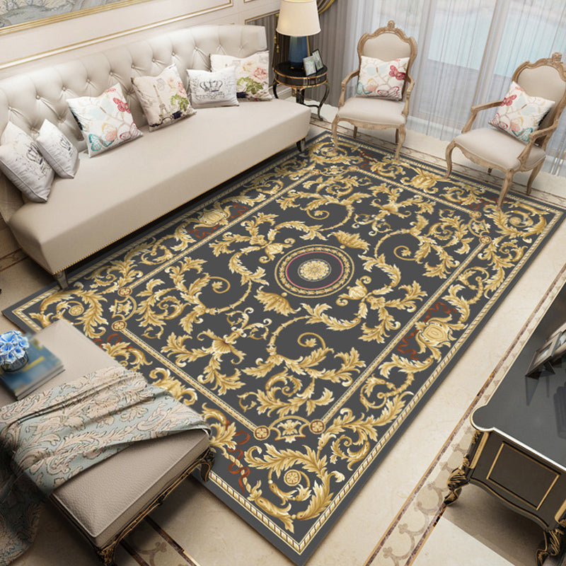 Lisslune | Retro medallion pattern carpet multicolored carpet synthetic washable pet-friendly non-slip carpet for living room