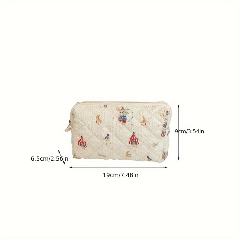 Rynx | Fresh Cosmetics School Office Bag] Large Capacity Pencil Case Creative Flower Fresh Cartoon Print Stationery Bag Cosmetic Bag School Office