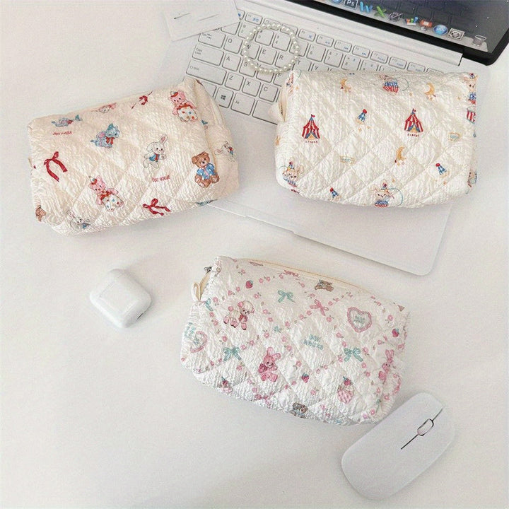 Rynx | Fresh Cosmetics School Office Bag] Large Capacity Pencil Case Creative Flower Fresh Cartoon Print Stationery Bag Cosmetic Bag School Office