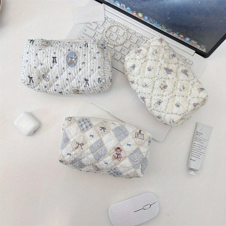 Rynx | Fresh Cosmetics School Office Bag] Large Capacity Pencil Case Creative Flower Fresh Cartoon Print Stationery Bag Cosmetic Bag School Office