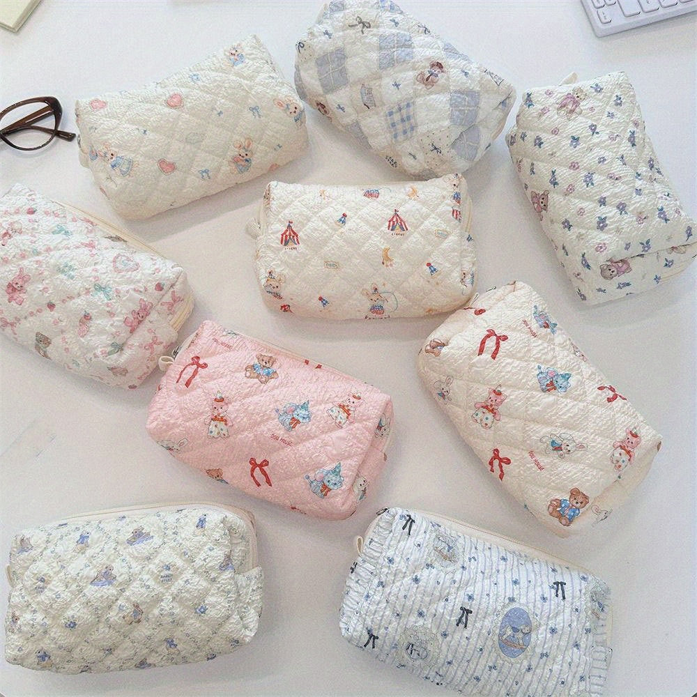 Rynx | Fresh Cosmetics School Office Bag] Large Capacity Pencil Case Creative Flower Fresh Cartoon Print Stationery Bag Cosmetic Bag School Office