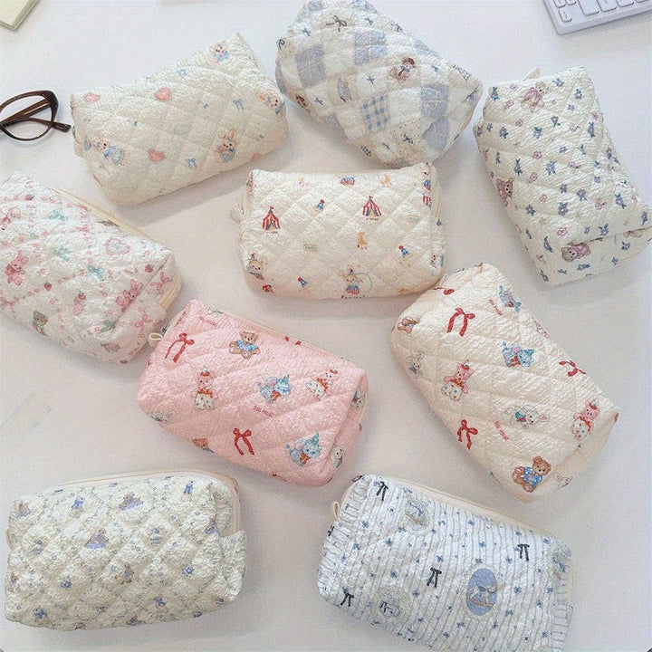 Rynx | Fresh Cosmetics School Office Bag] Large Capacity Pencil Case Creative Flower Fresh Cartoon Print Stationery Bag Cosmetic Bag School Office