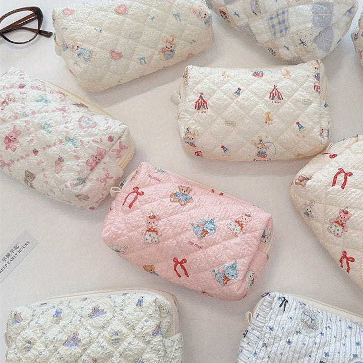 Rynx | Fresh Cosmetics School Office Bag] Large Capacity Pencil Case Creative Flower Fresh Cartoon Print Stationery Bag Cosmetic Bag School Office