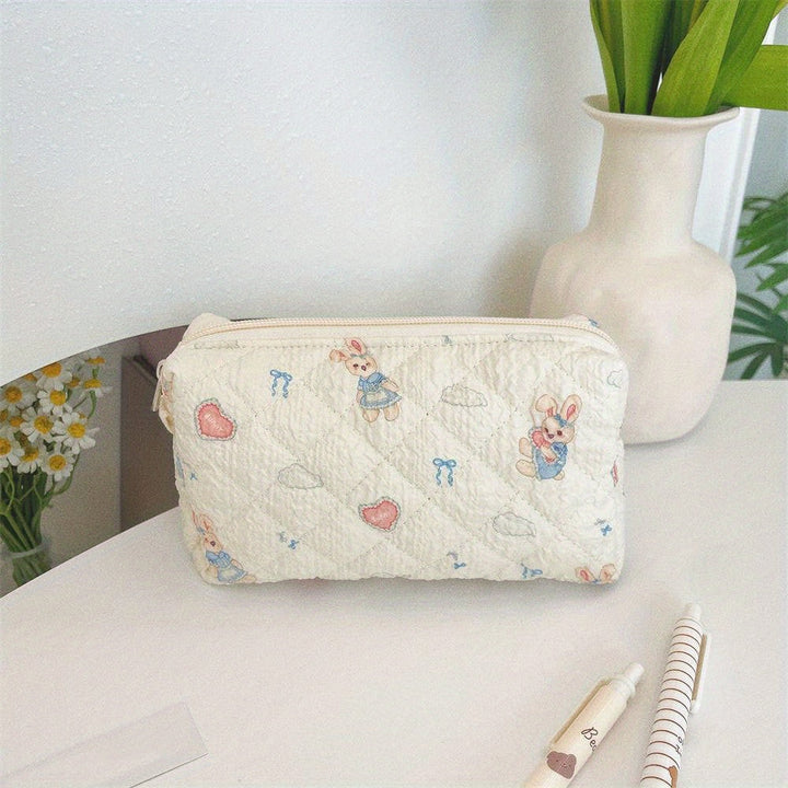 Rynx | Fresh Cosmetics School Office Bag] Large Capacity Pencil Case Creative Flower Fresh Cartoon Print Stationery Bag Cosmetic Bag School Office