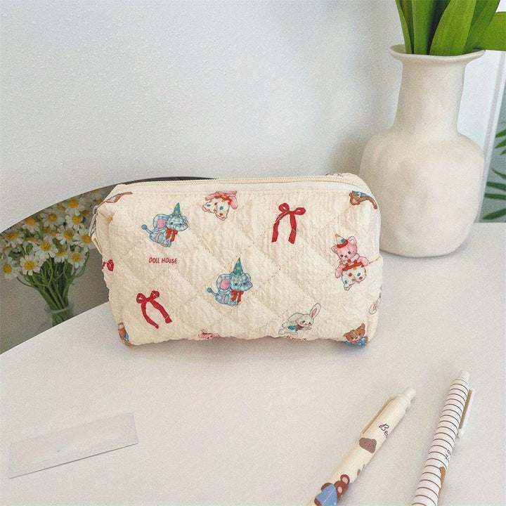 Rynx | Fresh Cosmetics School Office Bag] Large Capacity Pencil Case Creative Flower Fresh Cartoon Print Stationery Bag Cosmetic Bag School Office