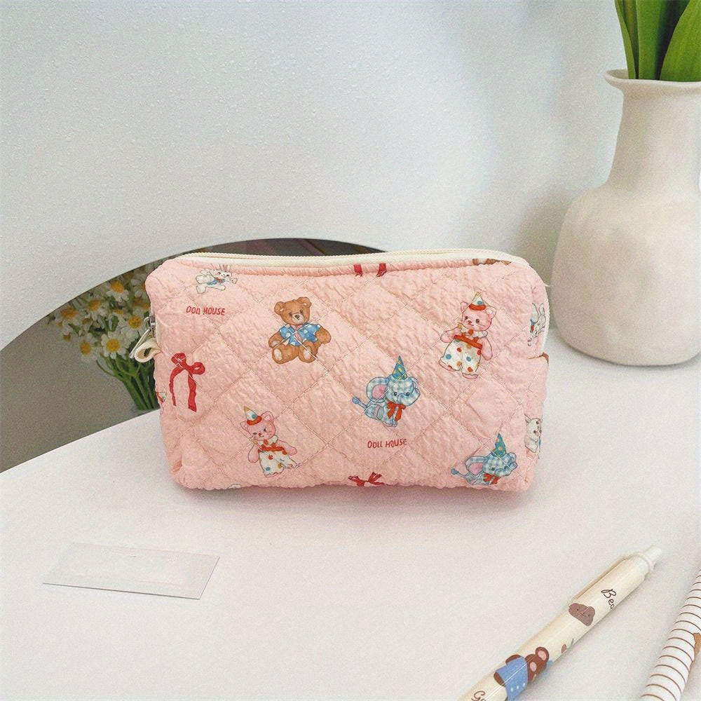 Rynx | Fresh Cosmetics School Office Bag] Large Capacity Pencil Case Creative Flower Fresh Cartoon Print Stationery Bag Cosmetic Bag School Office
