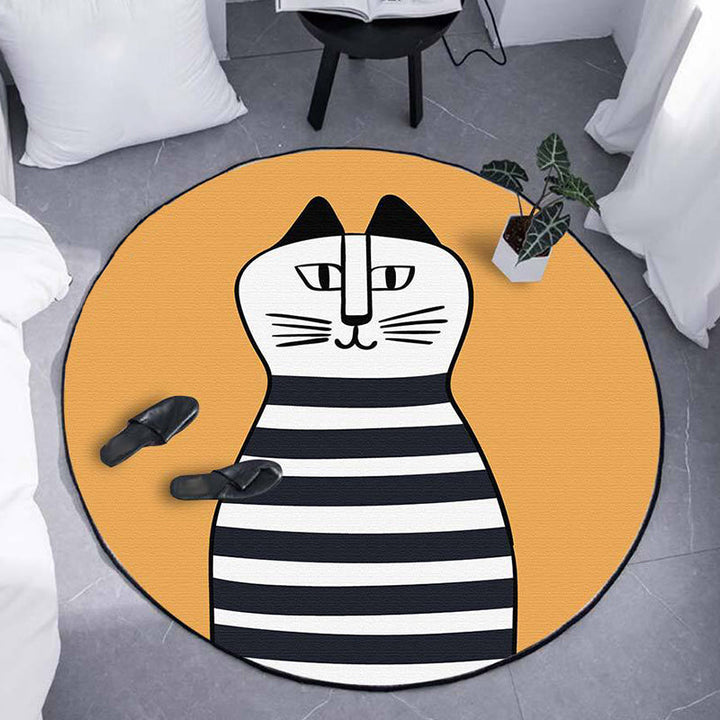 Lisslune | Kids Ship Pattern Rug Beige and Orange Polyester Rug Washable Pet-Friendly Non-Slip Rug for the Children's Room