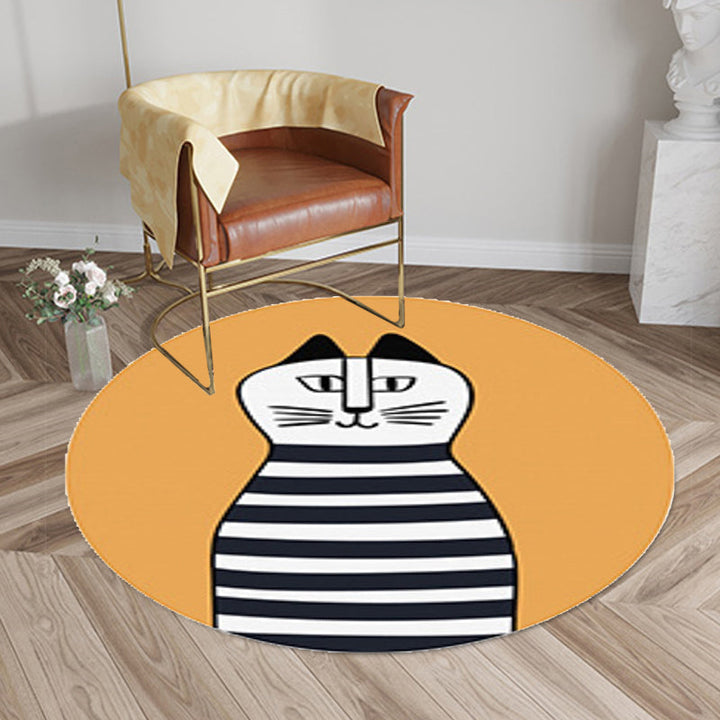Lisslune | Kids Ship Pattern Rug Beige and Orange Polyester Rug Washable Pet-Friendly Non-Slip Rug for the Children's Room