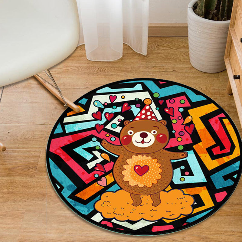 Lisslune | Colorful Cartoon Animal Pattern Carpet with Fish Multicolor Children’s Carpet Polyester Washable Pet-Friendly Non-Slip Rug for Children’s Room