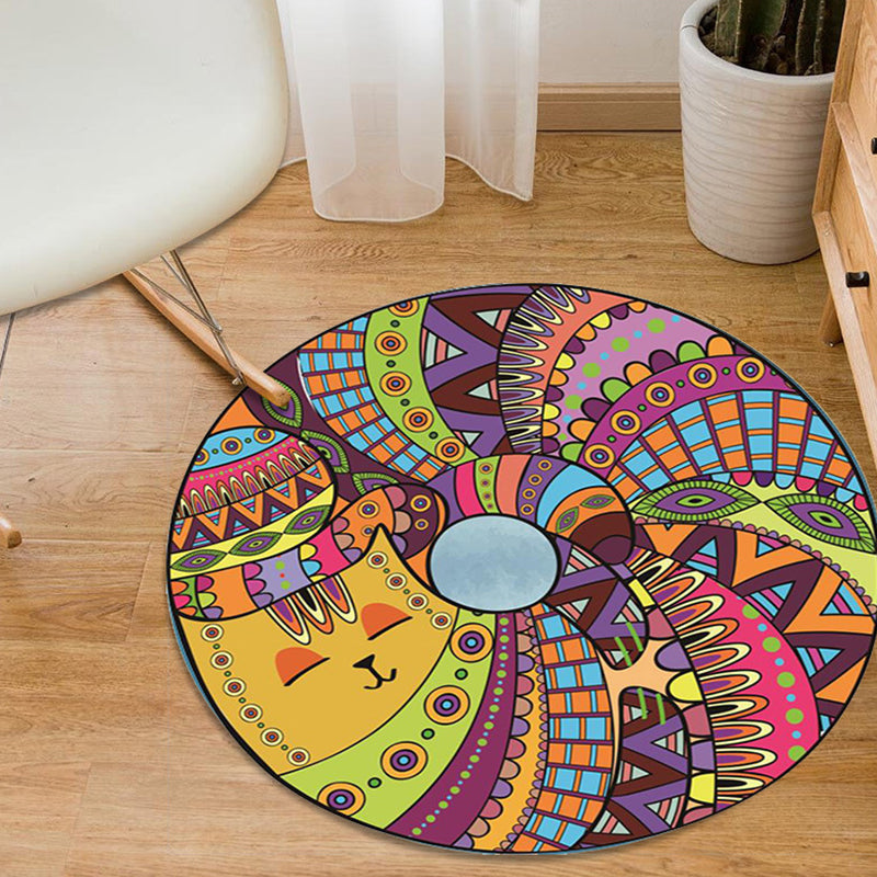 Lisslune | Colorful Cartoon Animal Pattern Carpet with Fish Multicolor Children’s Carpet Polyester Washable Pet-Friendly Non-Slip Rug for Children’s Room